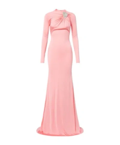 David Koma Embellished Satin Gown In Pink