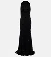 David Koma Embellished Scarf-detail Jersey Gown In Black