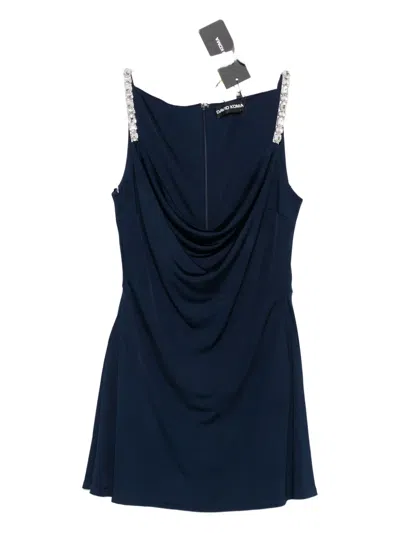 David Koma Embellished-strap Draped Dress In Blue