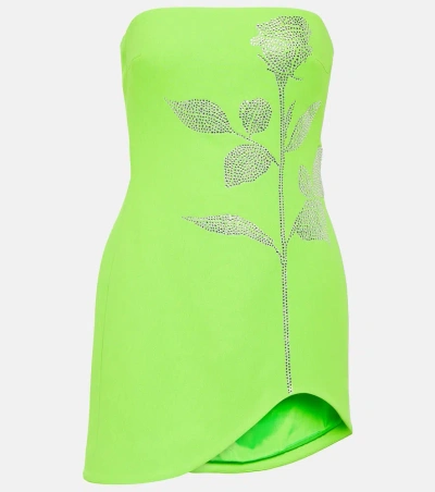 David Koma Embellished Strapless Minidress In Green