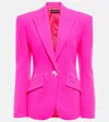 David Koma Embellished Virgin Wool Blazer In Neon Pink