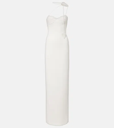 David Koma Embroidered Gown In White