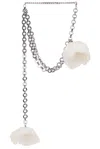 David Koma Feather Flower Chain Necklace In Metallic