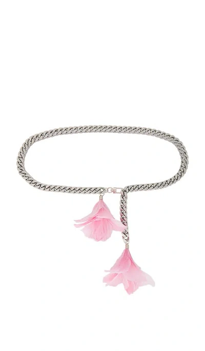 David Koma Feather Flower Detail Chunky Chain Belt In Silver