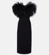 David Koma Feather-trimmed Cocktail Dress In Black