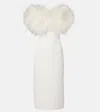 David Koma Feather-trimmed Cocktail Dress In White