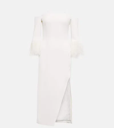 David Koma Midikleid Mit Federn In White