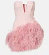 David Koma Feather-trimmed Minidress In Pink
