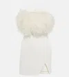 David Koma Feather-trimmed Minidress In White
