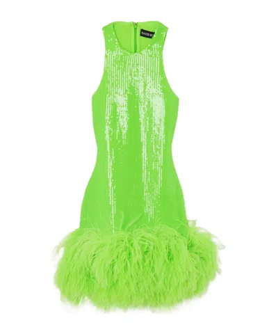 David Koma Feather-detail Sequinned Minidress In Green