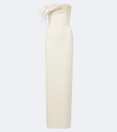 David Koma Feather-trimmed Bustier Gown In Yellow