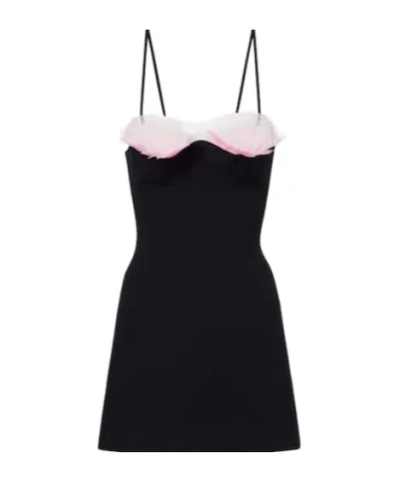 David Koma Feather-trimmed Cady Minidress In Black