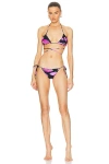 David Koma Fish Print Bikini Set In Black & Pink