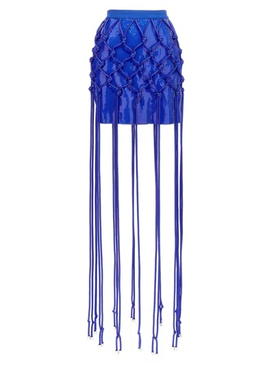 DAVID KOMA DAVID KOMA FISHNET LAYERED SKIRT WITH SEQUINED DESIGN