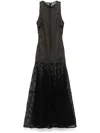 David Koma Flared-hem Macramé Maxi Dress In Black
