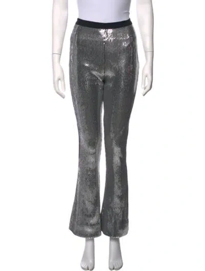 Pre-owned David Koma Flared Pants In Grey/silver