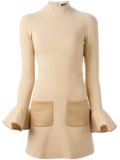 David Koma Flared Sleeve Dress In Neutral