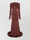 David Koma Floor-length Draped Long Sleeve Dress In Pink