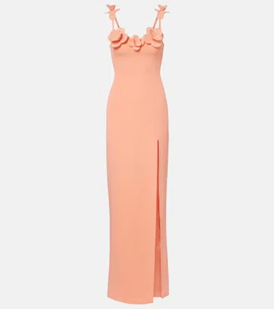 David Koma Floral-appliqué Gown In Orange