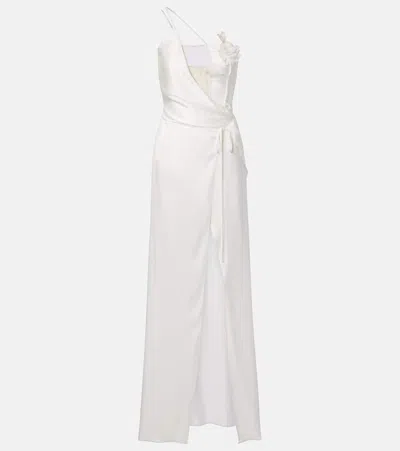 David Koma Floral-appliqué Gown In White