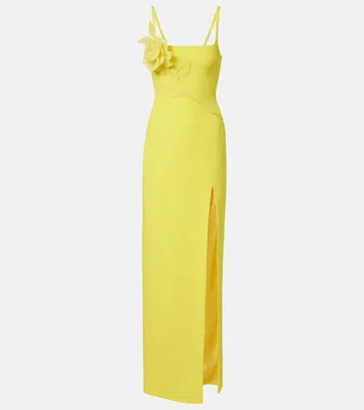 David Koma Floral-appliqué Gown In Yellow