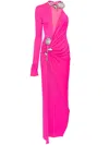 David Koma Floral-appliqué Ruched Gown In Pink