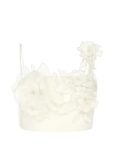 David Koma Floral Appliqué Top In Neutral