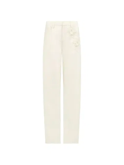 David Koma Floral Appliqué Trousers In Neutral