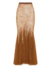 David Koma Floral Lace Maxi Skirt With Fishtail Hem And Zip Fastening In Brown