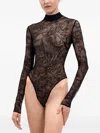 David Koma Floral-lace High-neck Bodysuit In Black