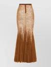 David Koma Floral Lace Maxi Skirt With Fishtail Hem And Zip Fastening In Brown