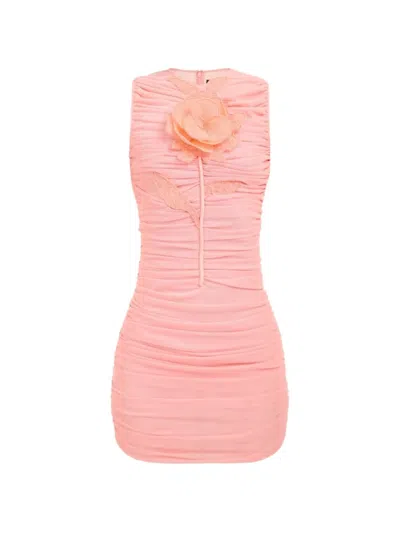 David Koma Floral Ruched Mini Dress In Pink