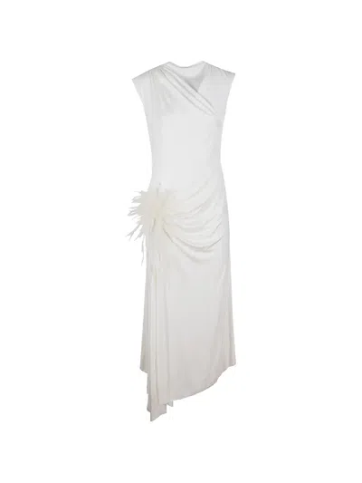 David Koma Floral-applique Asymmetric Dress In Gray