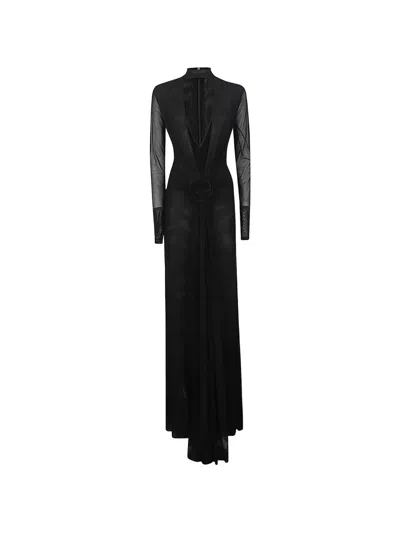 David Koma Floral-appliqué Maxi Dress In Black