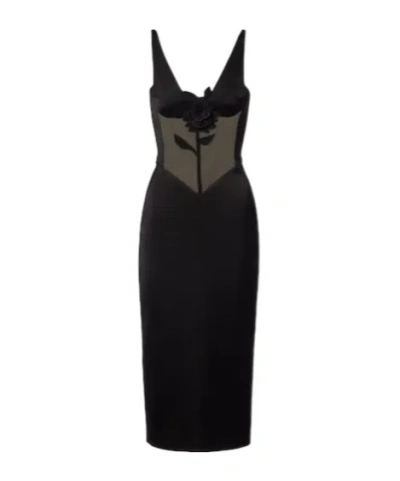 David Koma Floral-appliqué Satin And Taffeta Gown In Black