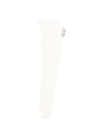 David Koma Floral-appliqué Stockings In White