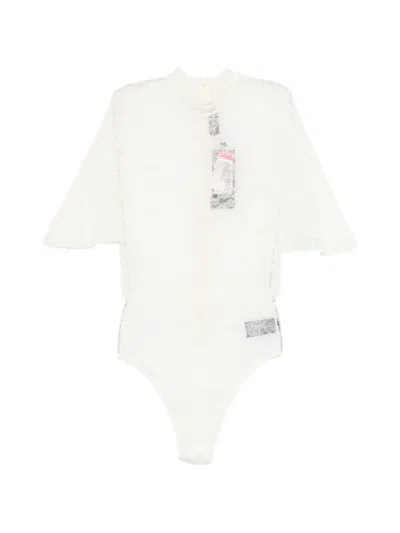 David Koma Floral-lace Cape-sleeve Bodysuit In White