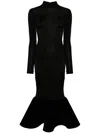David Koma Mermaid Dress With Long Sleeves And High Neck In Black
