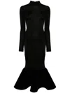 David Koma Mermaid Dress With Long Sleeves And High Neck In Black