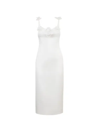 David Koma Flower-embellishment Midi Dress In White