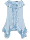 David Koma Fringe-trim Midi Skirt In Blue