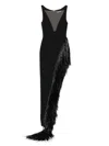 David Koma Fringed Asymmetric Cady Gown