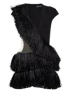 David Koma Fringed Cut-out Minidress In Black