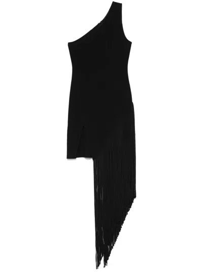 David Koma Fringed Mini Dress In Black  