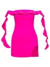 David Koma Ruffle-trimmed Wool-blend Minidress In Fuchsia