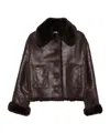 David Koma Fur-trimmed Leather Jacket In Brown