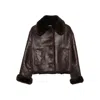 David Koma Fur-trimmed Leather Jacket In Brown