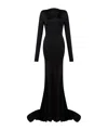 David Koma Gather Detail And Open Back Gown, In Black