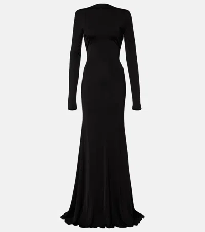 David Koma Gathered Jersey Gown In Black