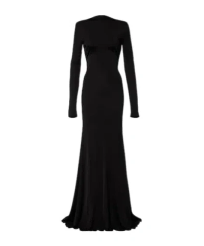 David Koma Gathered Jersey Gown In Black